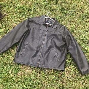 Male brown  XLg leather polo jacket